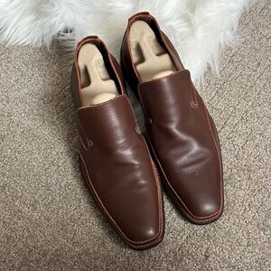MICHAEL TOSCHI Caan Brown Leather Venetian Loafers Size US 11